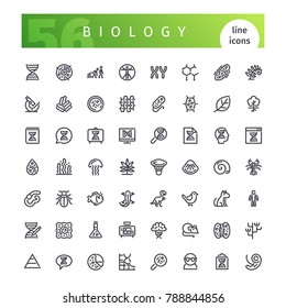 Set of 56 biology line icons suitable for web, infographics and apps. Isolated on white background. Clipping paths included.