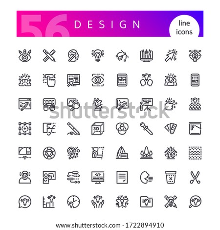 Set of 56 design line icons suitable for web, infographics and apps. Isolated on white background. Clipping paths included.