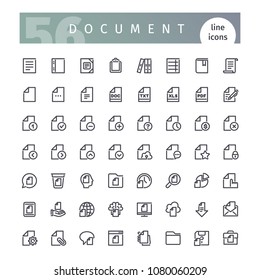 Set of 56 document line icons suitable for web, infographics and apps. Isolated on white background. Clipping paths included.