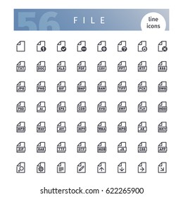 Set of 56 file line icons suitable for web, infographics and apps. Isolated on white background. Clipping paths included.
