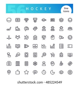 Set of 56 hockey line icons suitable for web, infographics and apps. Isolated on white background. Clipping paths included.