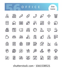 Set of 56 office line icons suitable for web, infographics and apps. Isolated on white background. Clipping paths included.