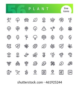 Set of 56 plant  line icons suitable for gui, web, infographics and apps. Isolated on white background. Clipping paths included.
