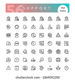 Set of 56 support line icons suitable for web, infographics and apps. Isolated on white background. Clipping paths included.
