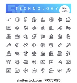 Set of 56 technology line icons suitable for web, infographics and apps. Isolated on white background. Clipping paths included.