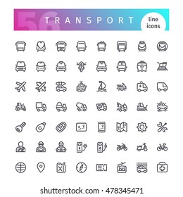 Set of 56 transport line icons suitable for gui, web, infographics and apps. Isolated on white background. Clipping paths included.
