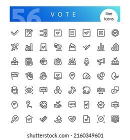 Set of 56 vote line icons suitable for web, infographics and apps. Isolated on white background. Clipping paths included.
