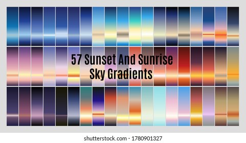 Set of 57 blurred backgrounds. Sunset and sunrise sea blurred background. Sky background - sunset color collection