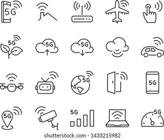 Set Of 5g Icons, Such As Wifi, Internet, Iot, Cloud, Technology, Smart Home, Network, Connect