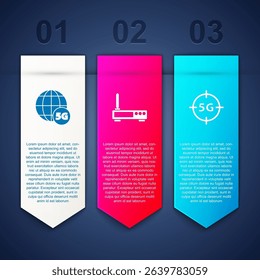 Set 5G network, Router and wi-fi signal and . Business infographic template. Vector