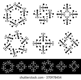 Set of 6 abstract dotted motifs / elements