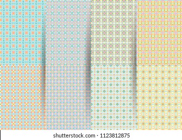 Set of 6 abstract seamless checkered geometric patterns. Vector yellow geometric ackground for fabrics, prints, children's clothes. Suits for Decorative Paper, Fashion Design, House Interior Design.
