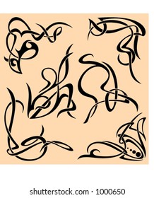 A set of 6 advanced ornamental design elements. These are very PRECISELY done elements, the lines are EXQUISITE and all the corners are SMOOTH. Ready for any use including vinyl-cutting .