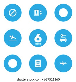 Set Of 6 Airplane Icons Set.Collection Of Aircraft, Letdown, Lift And Other Elements.