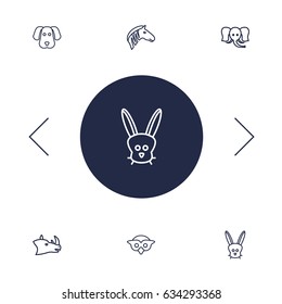 Set Of 6 Alive Outline Icons Set.Collection Of Dog, Owl, Rhino And Other Elements.