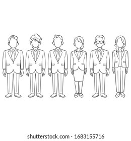 Set of 6 anonymous business persons men and women without poses