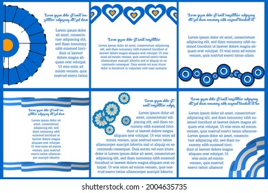Set of 6 Argentine national cards with space to write. Cockades, ribbons, bows and garlands with the colors of the Argentine Flag.
