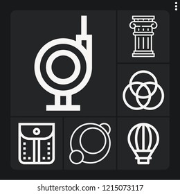 Set of 6 art outline icons such as circle, hot air balloon, column, cmyk, pocket