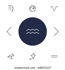 Set Of 6 Astrology Outline Icons Set.Collection Of Globe, Virgo, Aries And Other Elements.