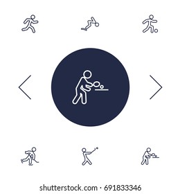 Set Of 6 Athletic Outline Icons Set.Collection Of Swimming, Run, Puck And Other Elements.