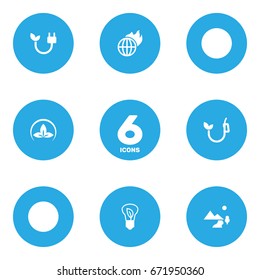 Set Of 6 Atmosphere Icons Set.Collection Of Friendly, Eco, Nature And Other Elements.