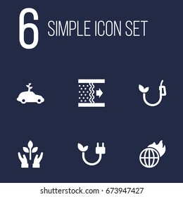 Set Of 6 Atmosphere Icons Set.Collection Of Warm, Protection, Car And Other Elements.