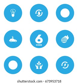 Set Of 6 Atmosphere Icons Set.Collection Of Renewable, Protection, Warm And Other Elements.