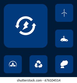 Set Of 6 Atmosphere Icons Set.Collection Of Renewable, Friendly, Car And Other Elements.