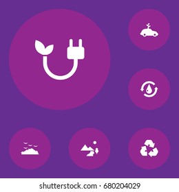Set Of 6 Atmosphere Icons Set.Collection Of Treatment, Energy, Nature And Other Elements.