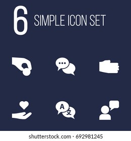 Set Of 6 Backing Icons Set.Collection Of Assistant, Ball, Hand Elements.