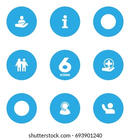 Set Of 6 Backing Icons Set.Collection Of First-Aid, Human, Speaker And Other Elements.