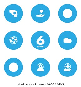 Set Of 6 Backing Icons Set.Collection Of First-Aid  , Safe Ring , Hand Elements.