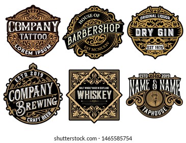 Set of 6 badges and logos