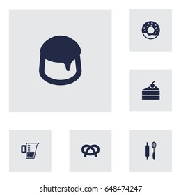 Set Of 6 Bakery Icons Set.Collection Of Measurement, Sweetmeat, Custard And Other Elements.