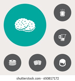 Set Of 6 Bakery Icons Set.Collection Of Crepe, Custard, Wafer And Other Elements.