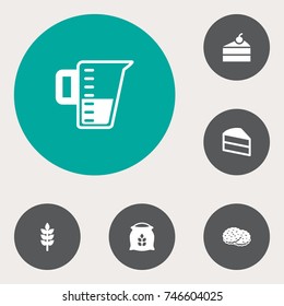 Set Of 6 Bakery Icons Set.Collection Of Pastry, Measurement, Sweetmeat And Other Elements.
