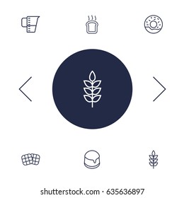 Set Of 6 Bakery Outline Icons Set.Collection Of Wheat, Measuring Cup, Toast And Other Elements.