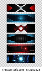 set of 6 banner abstract technology concept metallic hi tech future futuristic design 
