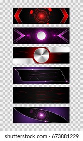 set of 6 banner abstract technology concept metallic hi tech future futuristic design 