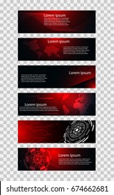 set of 6 banner abstract technology concept red black hi tech future futuristic design 