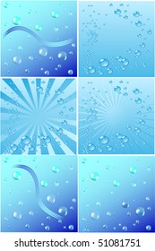 Set of 6 banners with air bubbles rising up from water