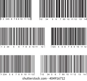 Set of 6 bar code labels. Vector illustration.