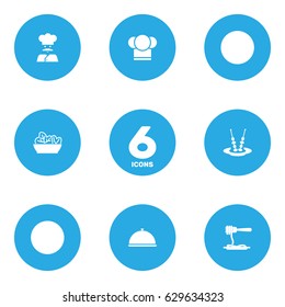 Set Of 6 Bar Icons Set.Collection Of Vermicelli, Food, Cook And Other Elements.
