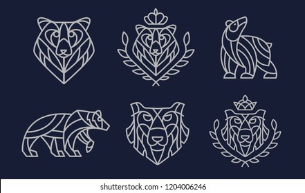 Set of 6 bear logos
