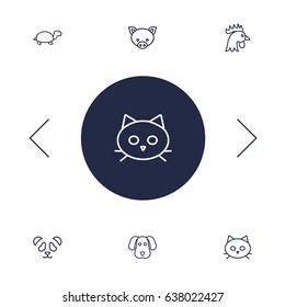 Set Of 6 Beast Outline Icons Set.Collection Of Cat, Dog, Feline Bear And Other Elements.