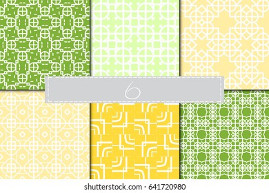 set of 6 beautiful geometric seamless pattern of different geometric shapes. vector illustration.