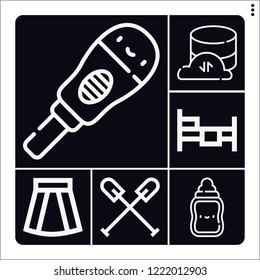 Set of 6 beautiful outline icons such as bed, cloud, pregnancy, kayak, feeding bottle