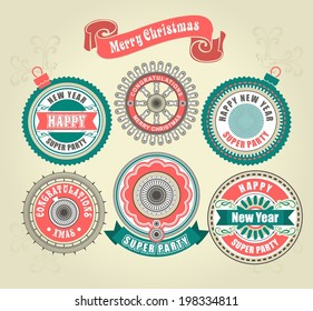 Set of 6 beautiful vintage frames with inscriptions wishes  Ã?Â  and congratulations new year and merry christmas