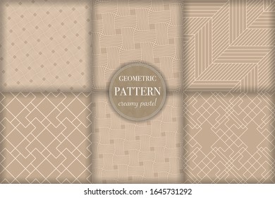 Conjunto de 6 formas geométricas de diseño beige. Línea abstracta, ilustración vectorial de estilo punto retro para papel tapiz, volante, portada, banner, plantilla de diseño. adorno minimalista, fondo