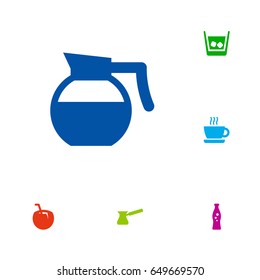 Set Of 6 Beverages Icons Set.Collection Of Fizzy Water, Turkish Coffee, Cocktail And Other Elements.